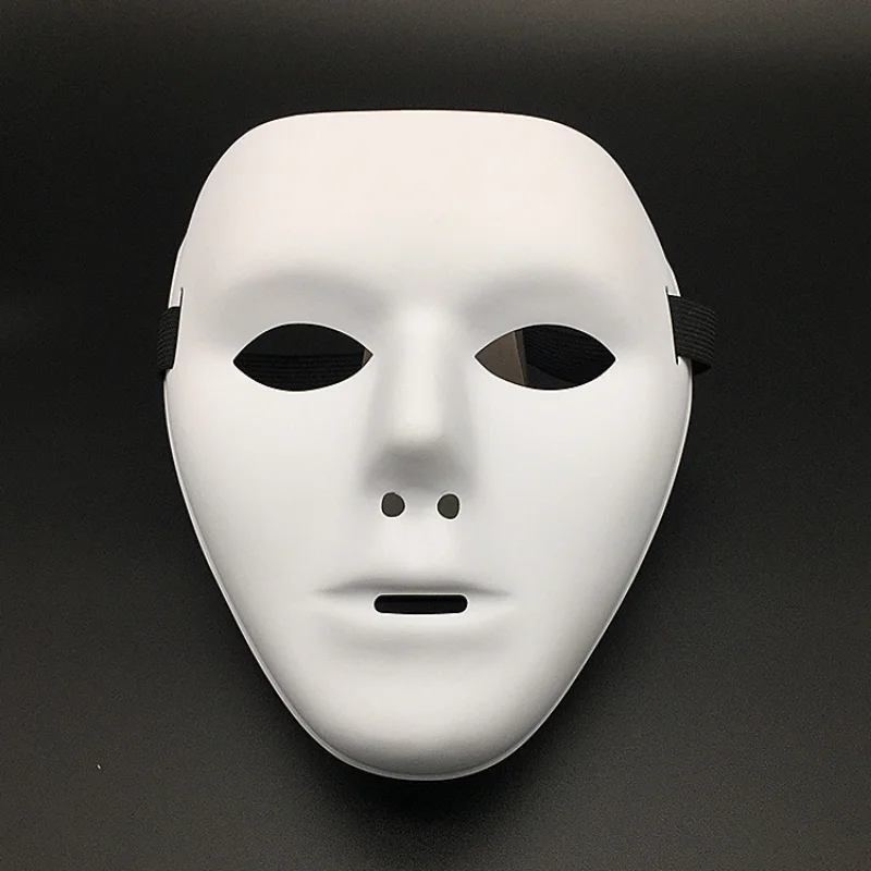 1pcs Halloween Props Masquerade Full Face Mask Hip Hop Adult Hand-painted White Street Dance Men Adult Mask