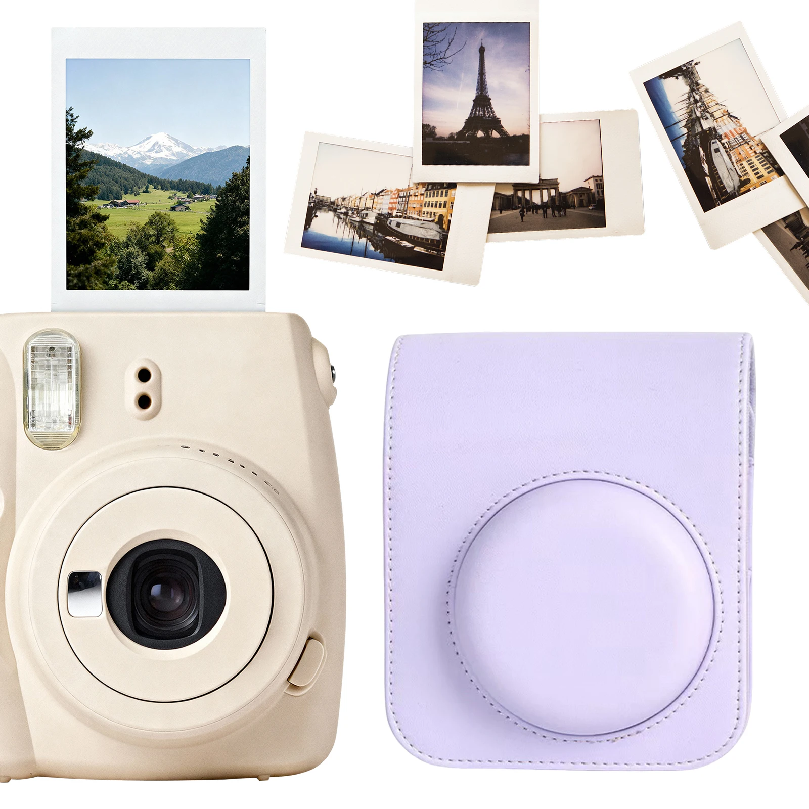 PU Leather Camera Case W/ Removable Adjustable Strap Carry Case Protective Case for Fujifilm Instax Mini 12 Instant Camera