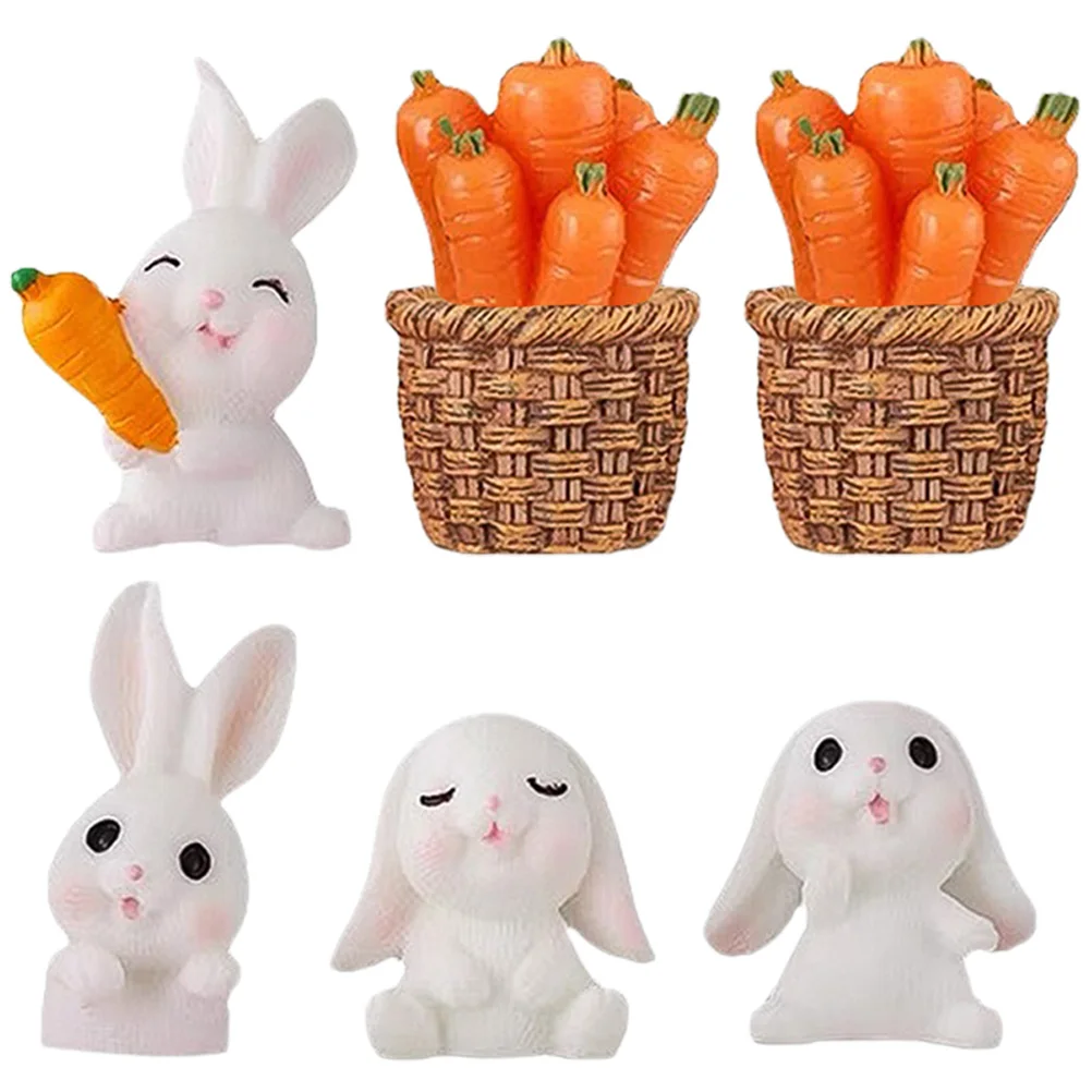 

8 Pcs Easter nament Easter Decor Decor Carrot nament Straw Basket Garden Rabbit Statue Rabbit Figurine nament