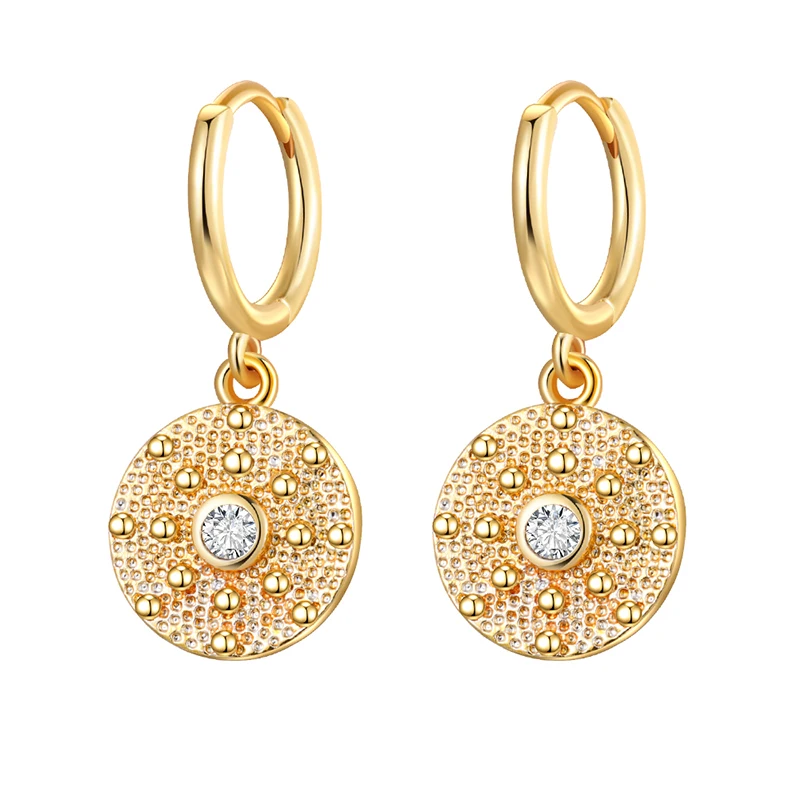 CRMYA Boho Style Gold Plated Drop Earrings for Women CZ Zircon Piercing Round Dangle Earrings 2022 Jewelry Wholesale