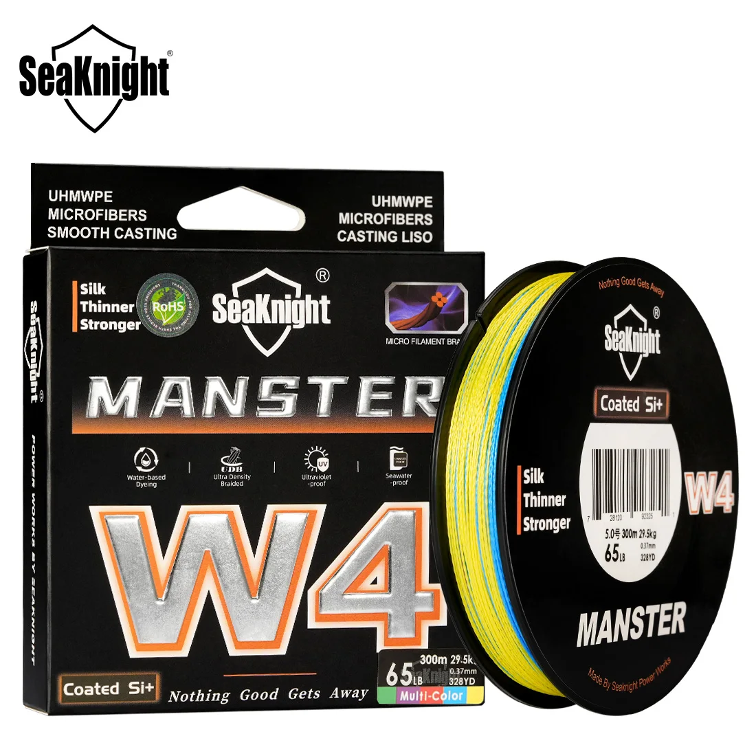 

SeaKnight Manster W4 Series 300M/500M Pe Line 4 Strands Braided Line Sea Line Strong X4 PE Line Size 0.4#-6.0# [Power 12LB-80LB