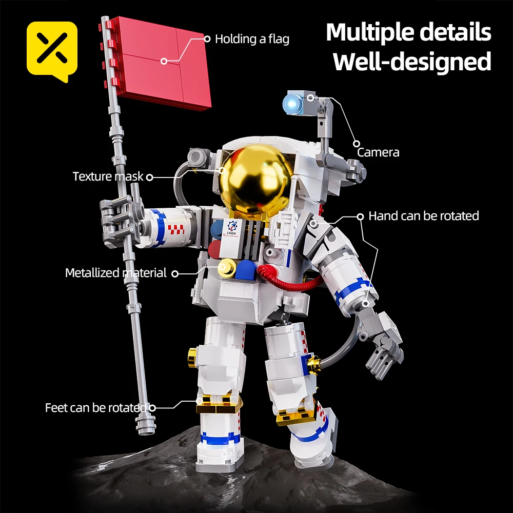 ToylinX Space Astronaut Building Block Set, Flexible Astronaut Model, Spaceman Toys as Halloween Gift for Children and Adults.