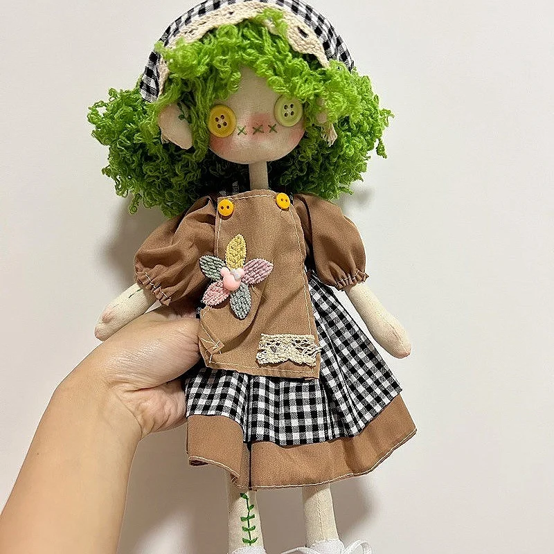 Green Hair Curly Button Doll Ghost Mum Doll Chao Play Customised Gift Full Set Clothes Shoes 30cm Doll Gift