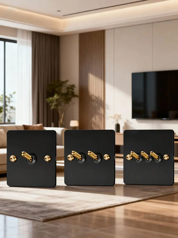 YINKA Stainless Steel Light Switch with Copper Toggle, Durable Modern Metal Wall Switch for Home, Single/Double/Triple Options