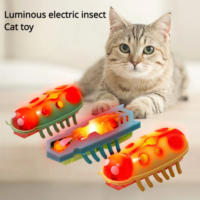 Cat Toys Luminescence Electric Worms Pet Interactions Insects Beetle Micro Worms Automatic Flipping Obstacle Avoidance Plaything - view 2