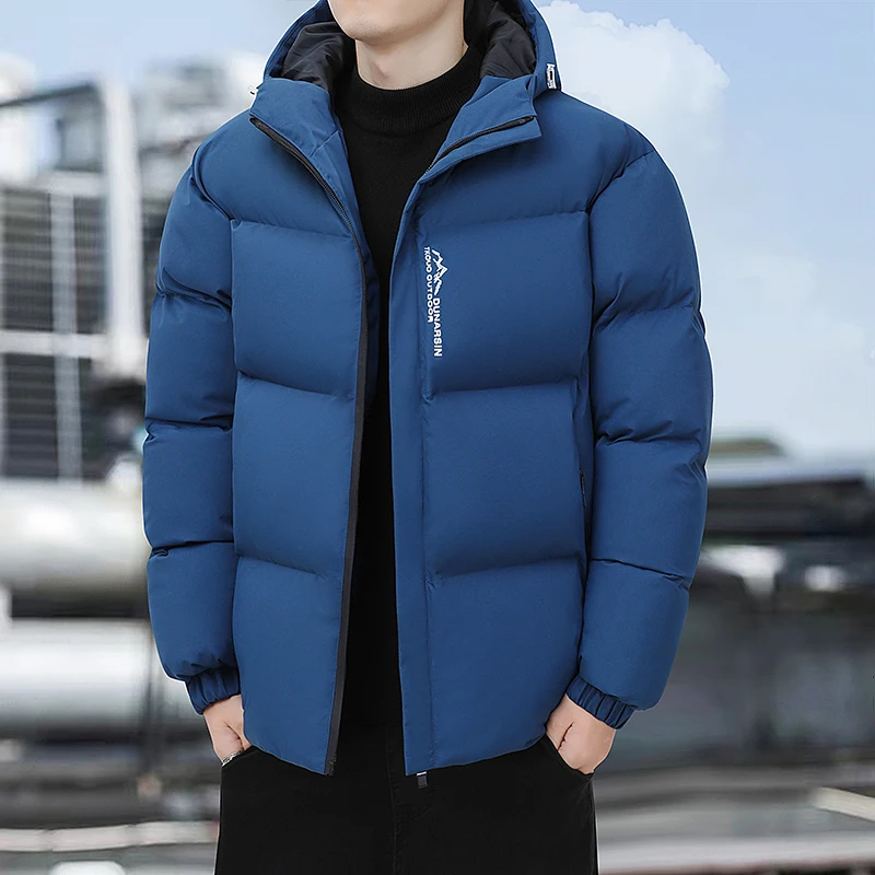 

Зимняя короткая куртка на молнии, свободное однотонное пальто, уличный удобный теплый альпинистский пуховик, мужская куртка на хлопковой подкладке