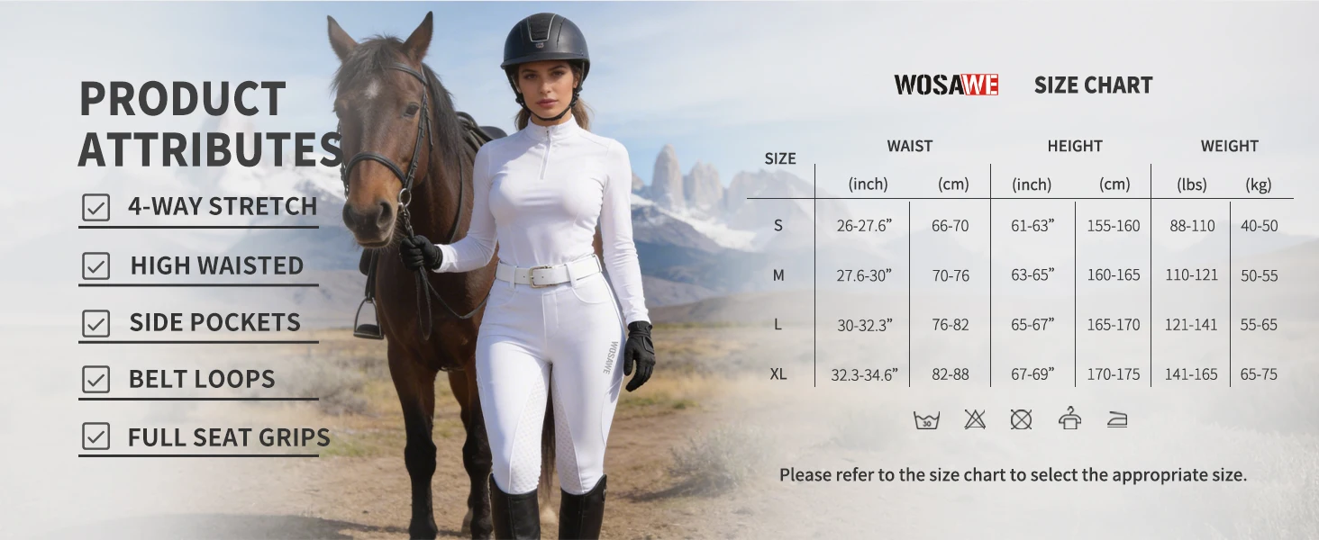 WOSAWE Damen Sommer Atmungsaktive Reithose Hohe Taille Dehnbare Slim-Fit Reithose Silikon-Rutschfeste Reithose für Reitsport – Detail 5