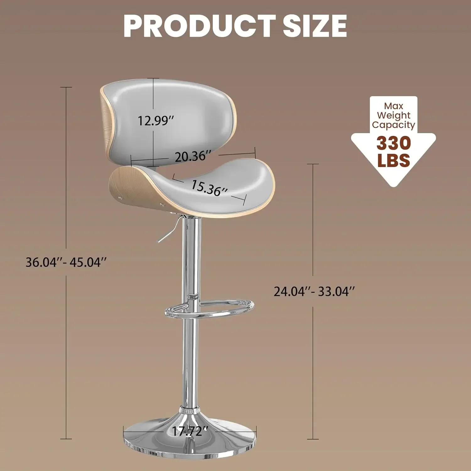 [¡Nueva llegada, precio con descuento! ]Juego de 4 taburetes de bar para isla de cocina con respaldo de madera curvada y asiento de cuero, barra giratoria S