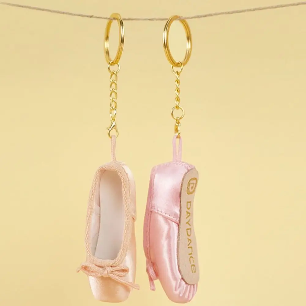 Satin Mini Ballet Shoes Keychain Pointe Shoe Ballet Shoe Shape Pointe Shoes Keyrings Removable Solid Color Ballet Shoe Keychain