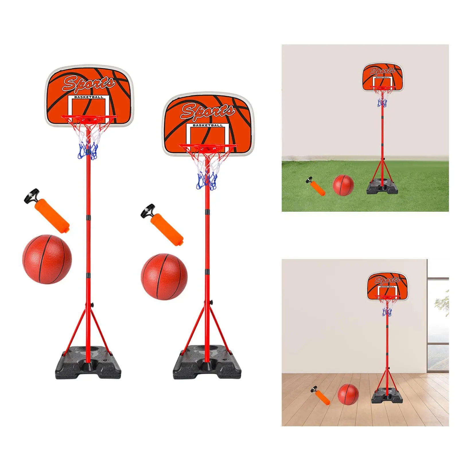 Juego de aro y pelota de baloncesto para niños, altura ajustable, regalos, reuniones, versátil con pelotas, soporte de baloncesto para deportes al aire libre
