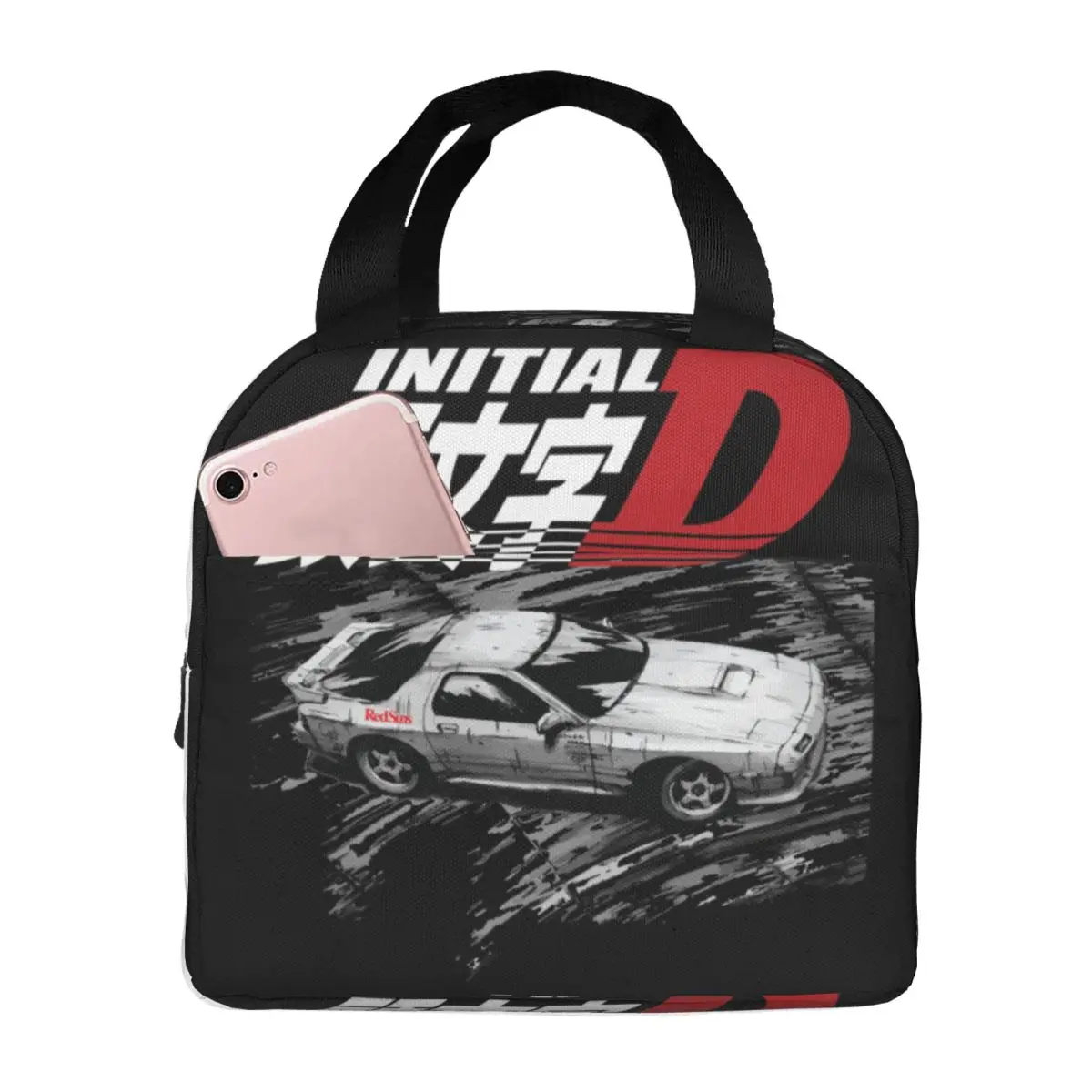 Anime Initial D Mountain Drift Racing Insulated Lunch Bags Women Portable Cooler Thermal Food Lunch Box Outdoor Camping Travel
