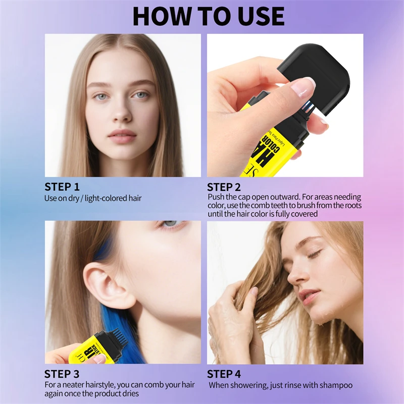 سيفيش تلوين الشعر عصا 25 مللي صبغة شعر مؤقتة أقلام ملونة المتاح صبغة شعر كريم فرشاة صالون تصفيف الشعر أداة #6