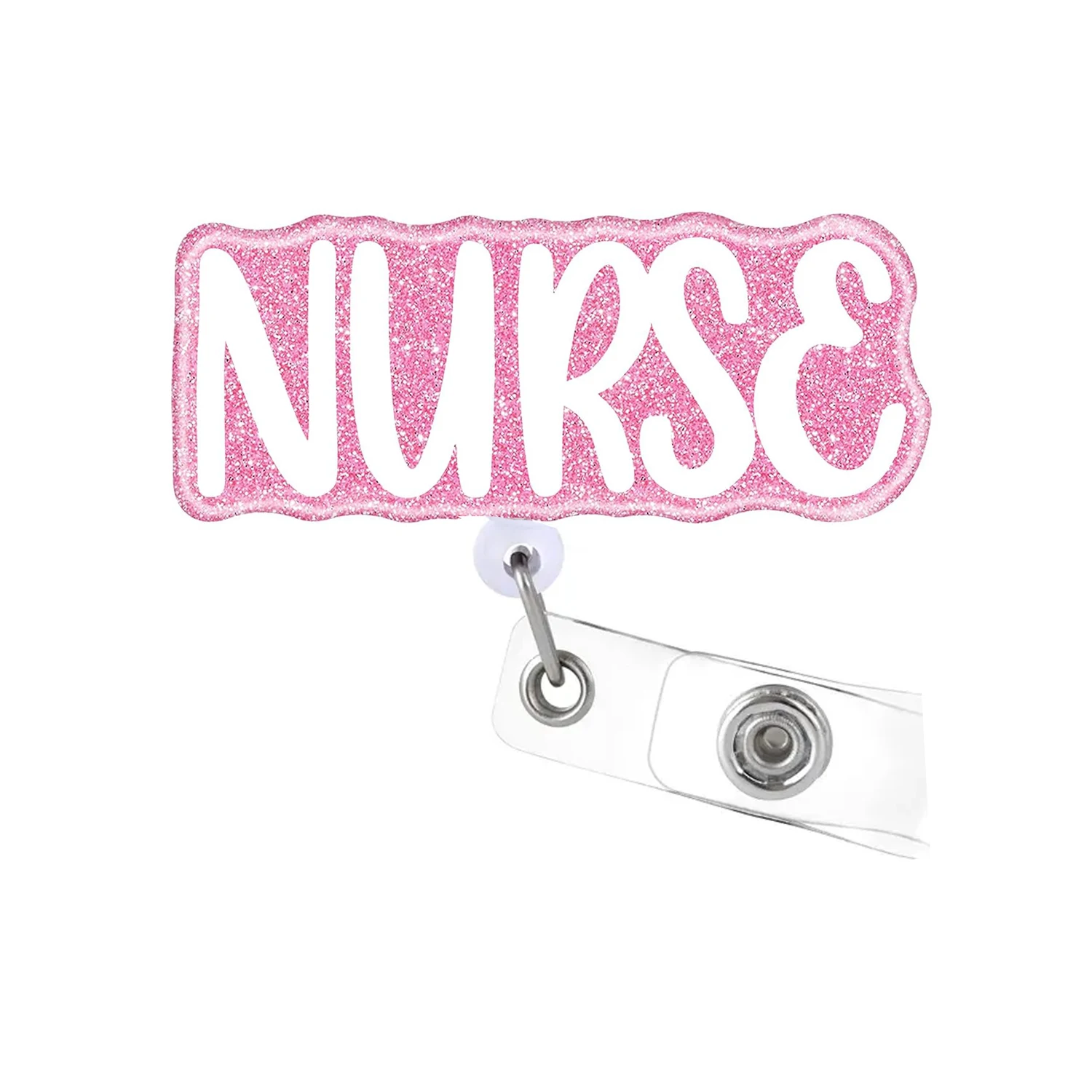 New Glitter Acrylic Medical Student Nurse Badge Reel CNA LPN RN Id Card With 360 Rotating Alligator Clips for Nurses Day