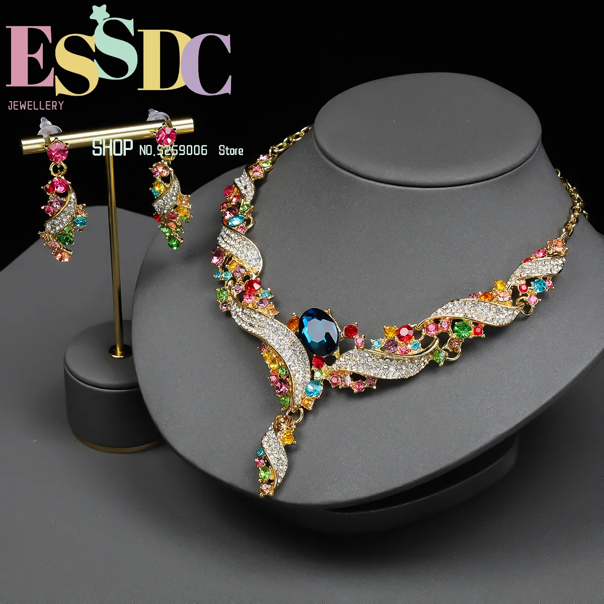 Enhance your aura accessories exaggerated necklace and earrings set clavicle chain decoration dress accessories retro