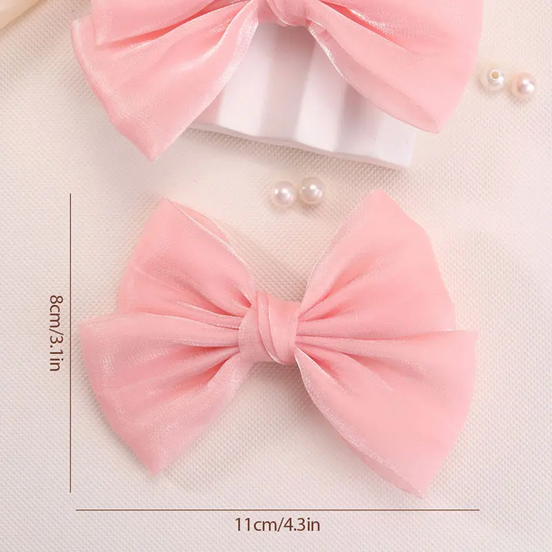 2Pcs Shinng Dot Hair Bow Clips For Kids Sweet Girls Pink Lace Hairpin Children Headwear Hairgrip Barrettes Hair Accessories