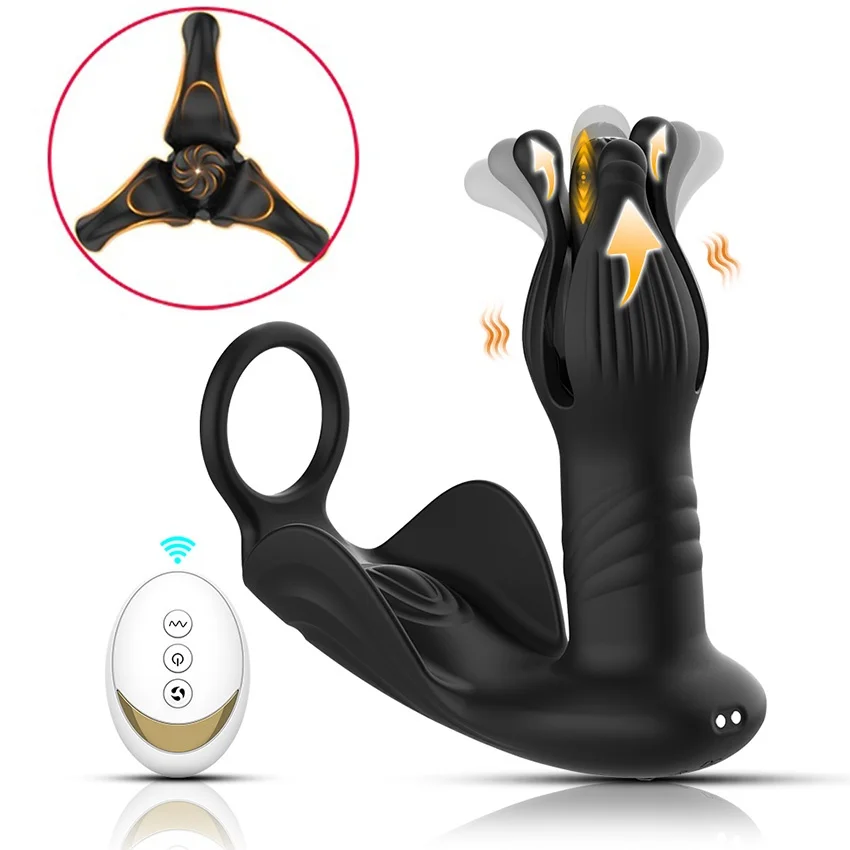 Remote Control Prostate Massager Anal Vibrator Male Sex Toys for Men Anal Plug 9 Tension Shock Flapping Thrusting Vibrating Plug