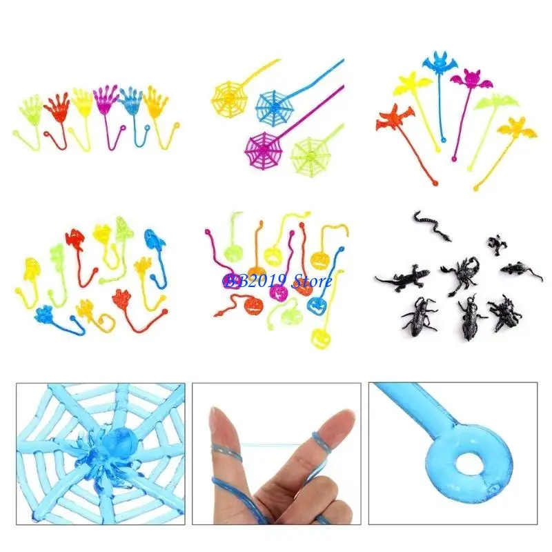 Q0KB-juguete para tirar a mano para adultos, telaraña adhesiva para pared, juguete antiestrés, dispositivo para aliviar