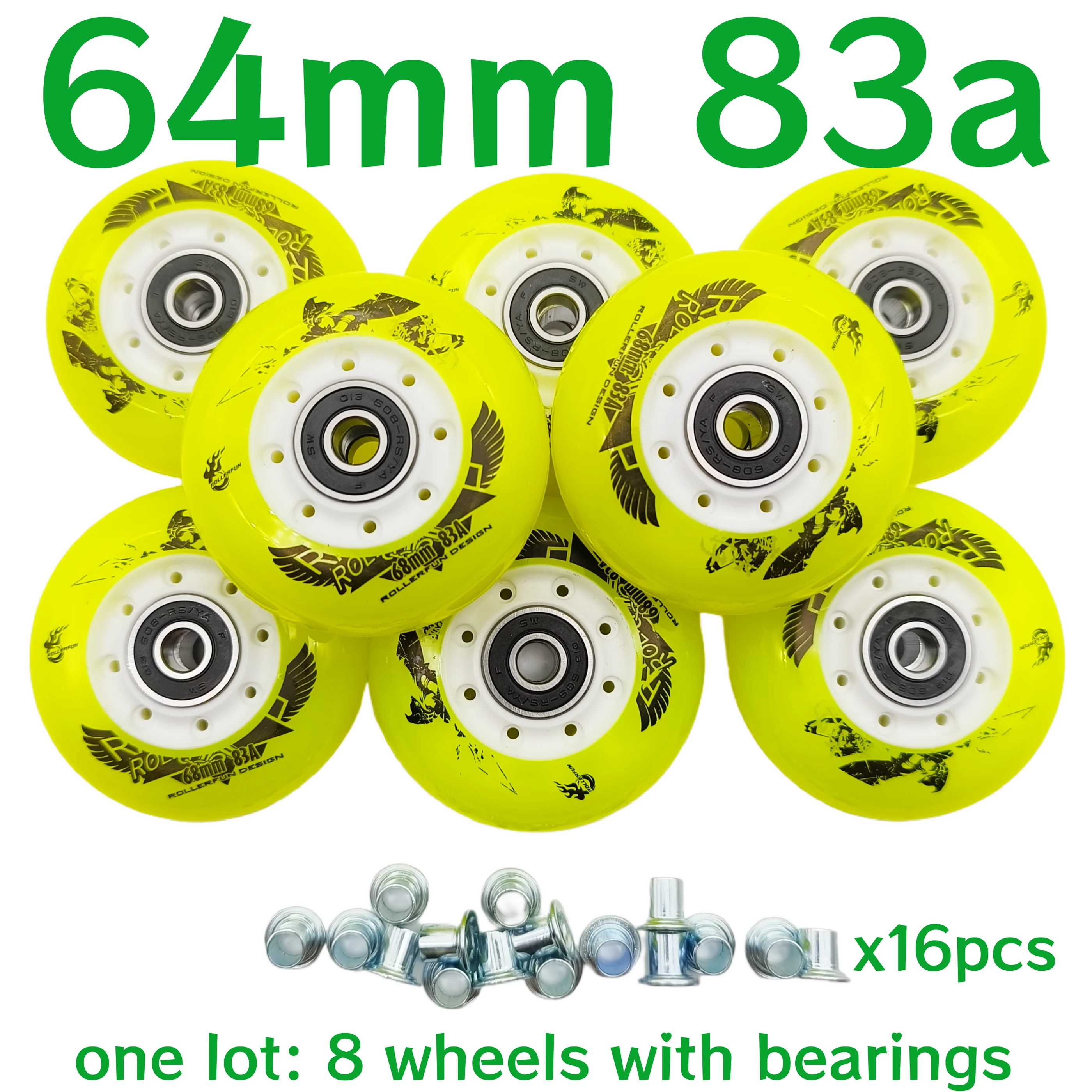 children roller wheel inline skate wheel 64mm 68mm 72mm 83a 8wheels/lot