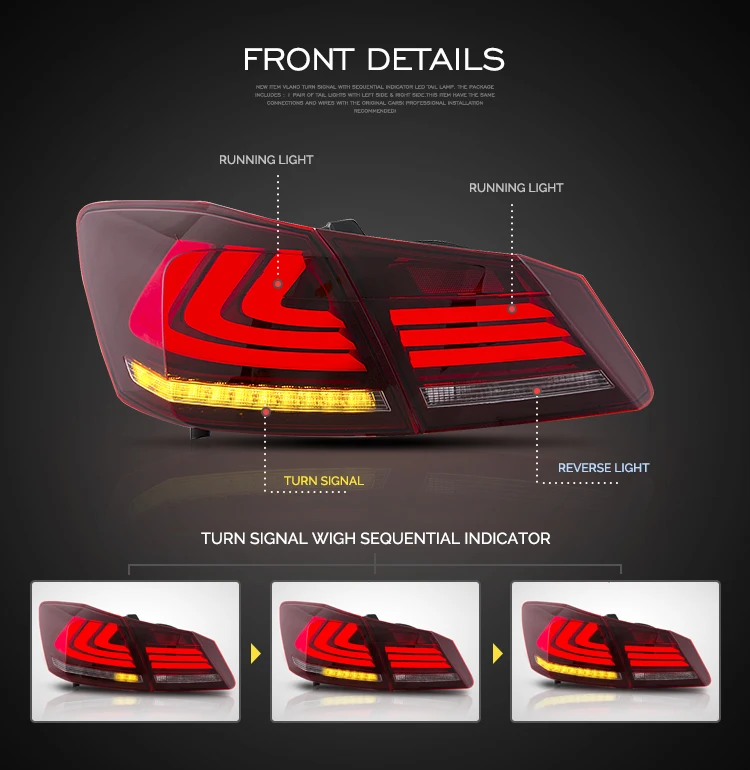 MRD Fit for Honda Accord 9TH 2013-2015 LED Car Rear Lamp Brake Light Factory Directly Supply