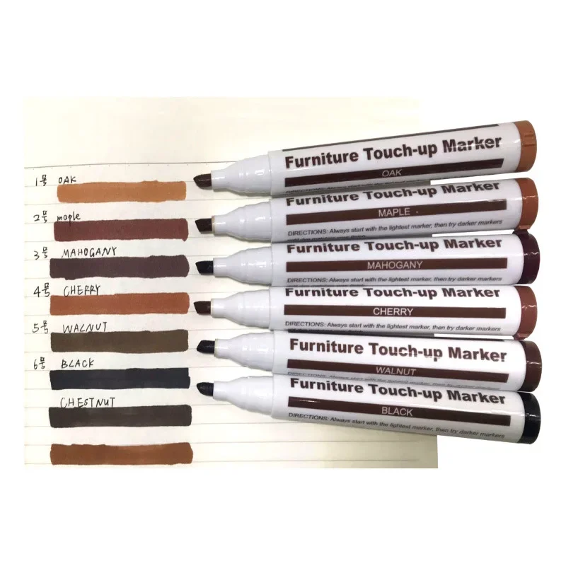 6/8/10Pcs Wooden Furniture Repair Pen Touch Up Markers & Crayon Sharpener Set Wood Scratch Restoration Kit Patch Paint Pen