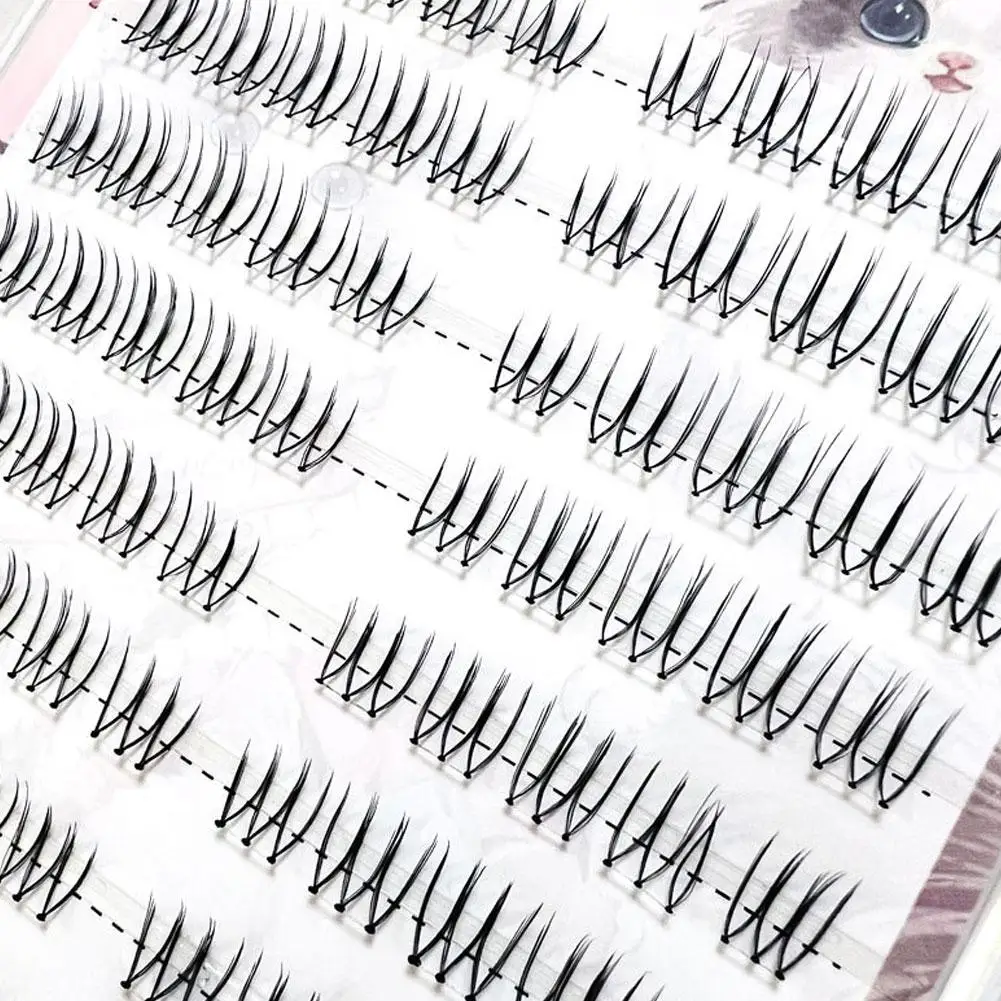 Ciglia finte Kpop segmentate a forma di U Cluster coreano Ciglia individuali naturali Fai da te Ciglia di grande capacità Manga Strumento stelo nero