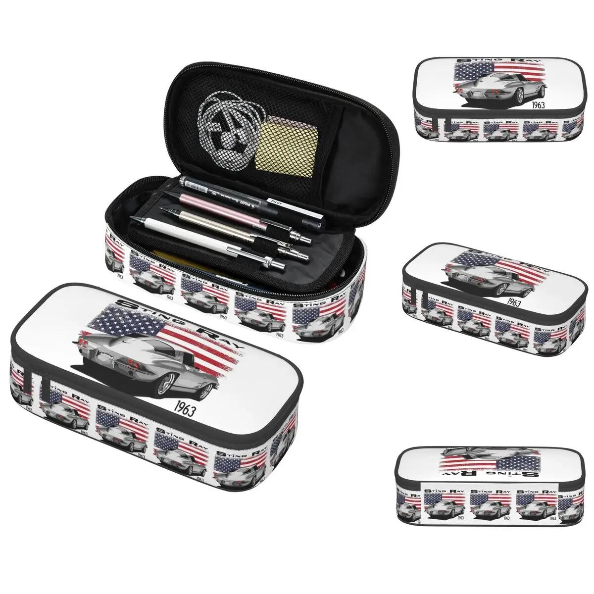 

Classic Corvette Car Pencil Case for Kids Gifts Pen Box Pencil Bag Stationery Supplies Pen Holder Bag