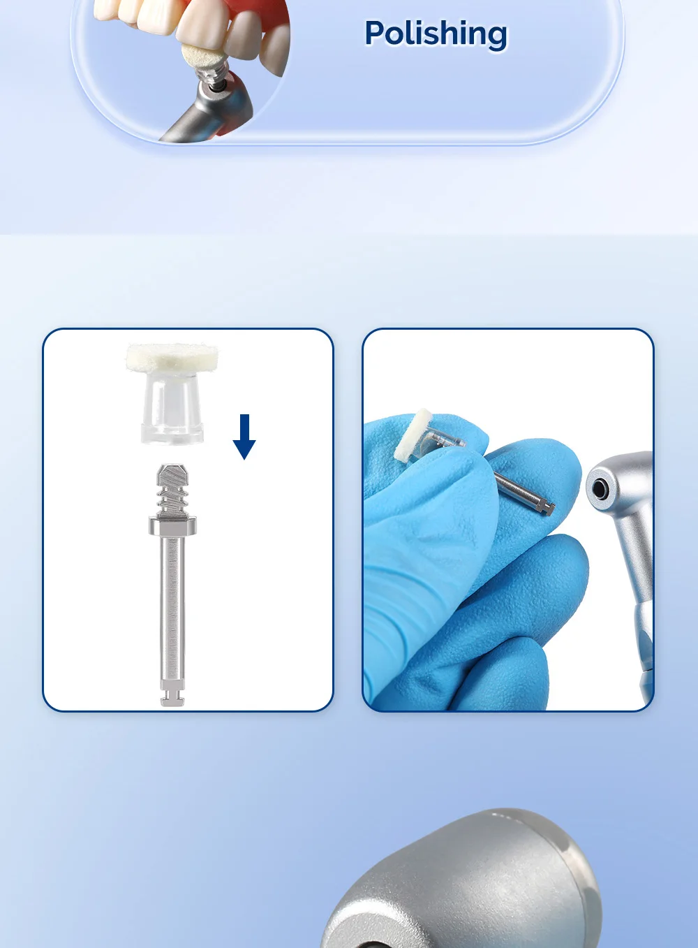50 Stück/Box AZDENT Dental-Komposit-Polierscheiben, mit Paste imprägnierte Filzräder, 50 Scheiben, 1 Stück CA-Dorn, Einweg-Polierer – Detail 5
