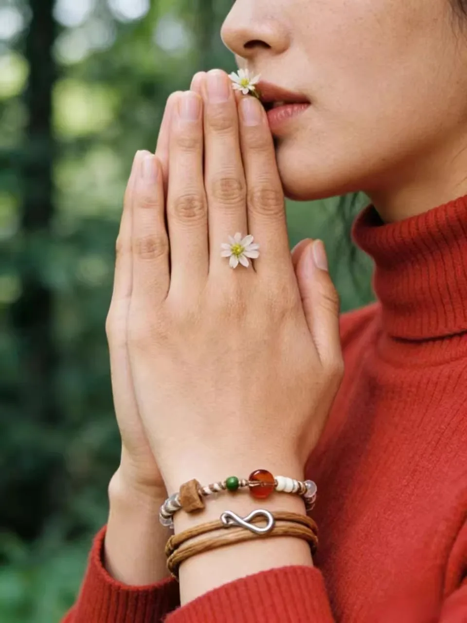 

Handmade Braided Bracelet Natural Stone Vintage Ethnic Nomadic Style Bracelet for Women Daily Wear Unique Niche Artisan Jewelry