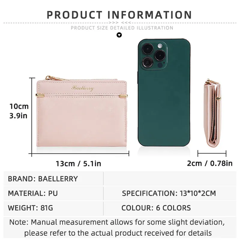 Baellerry New Women Wallets Zipper Card Bags Coin Pocket Luxury Female Purses High Quality Card Holder Women's Wallet Money Clip