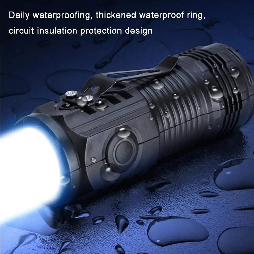 Mini LED Flashlight USB C Rechargeable IPX4 Waterproof Small Flashlights 3 Light Modes Powerful Flashlight For Camping Emergency