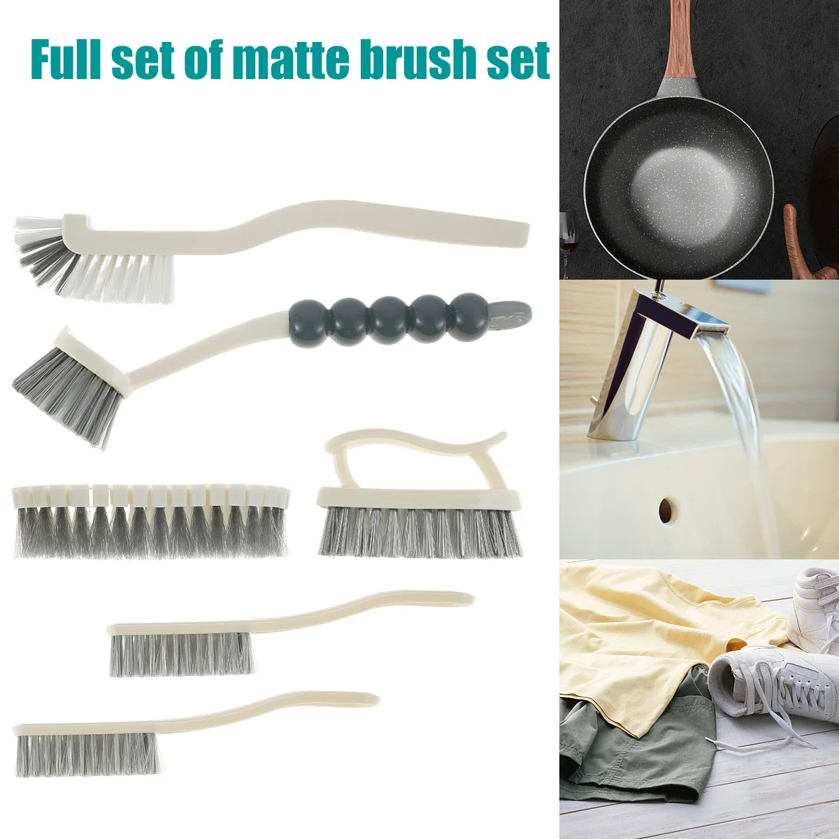 6Pcs Deep Cleaning Brushes Set Complete Scrub Brush Set Kitchen Dish Brush with Comfortable Grip Bendable Scrub Brush Durable