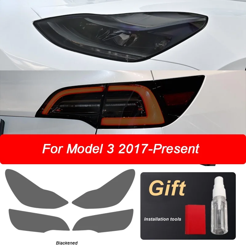 

Car Headlight Protective Film Headlamp Tint Taillight Transparent Smoked Black TPU Sticker For Tesla Model 3 2021 Accessories