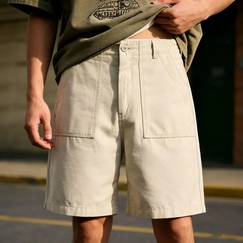 W2EJOURNEY Luxury Quality EU US Size Work Shorts OutdoorRetro Summer Oversize Casual Mid-Length Canvas Cargo Shorts