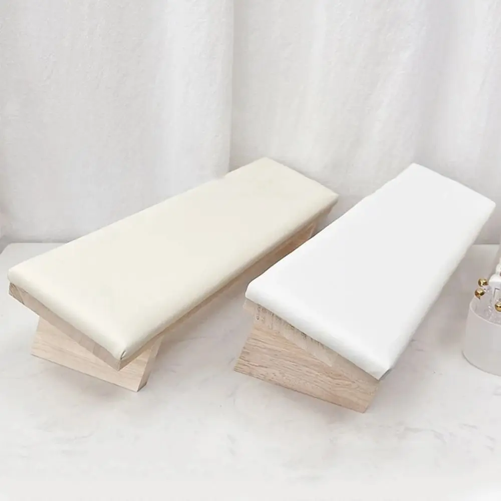 Tilt Design Beveled Hand Pillow Space-saving Hand Support Nail Arm Rest Cushion Soft Wooden Base Nail Art Stand Manicure Tool