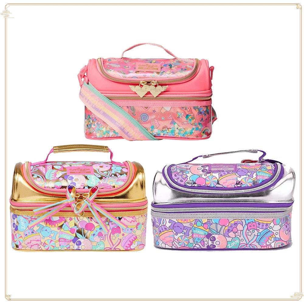 

Original Australia Smiggle Large Capacity Double Layered Student Lunch Bag Exquisite Pattern Insulated Handbag Birthday Gifts