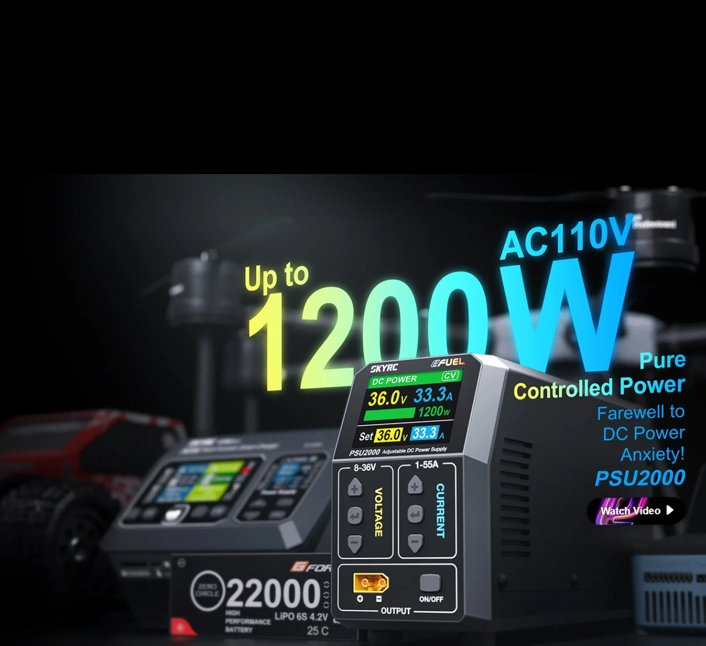 SKYRC PSU2000 Power Supply 1980W DC Regulated 8V-36V for Model Aircraft Charger with 55A