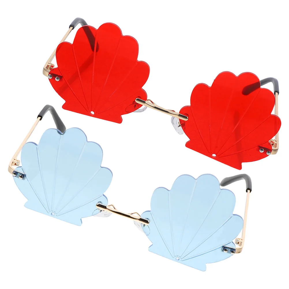 

2Pairs Trendy Frameless Seashell Sunglasses for Women Rimless Shell Glasses Beach Vacation Party Decorative Eyewear