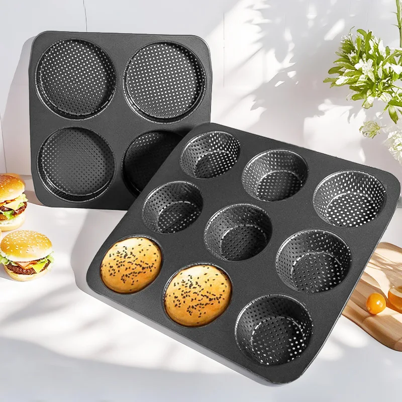 Punched burger mold with air holes non-stick baking pan round pineapple bag bread European bag home kitchen baking tools