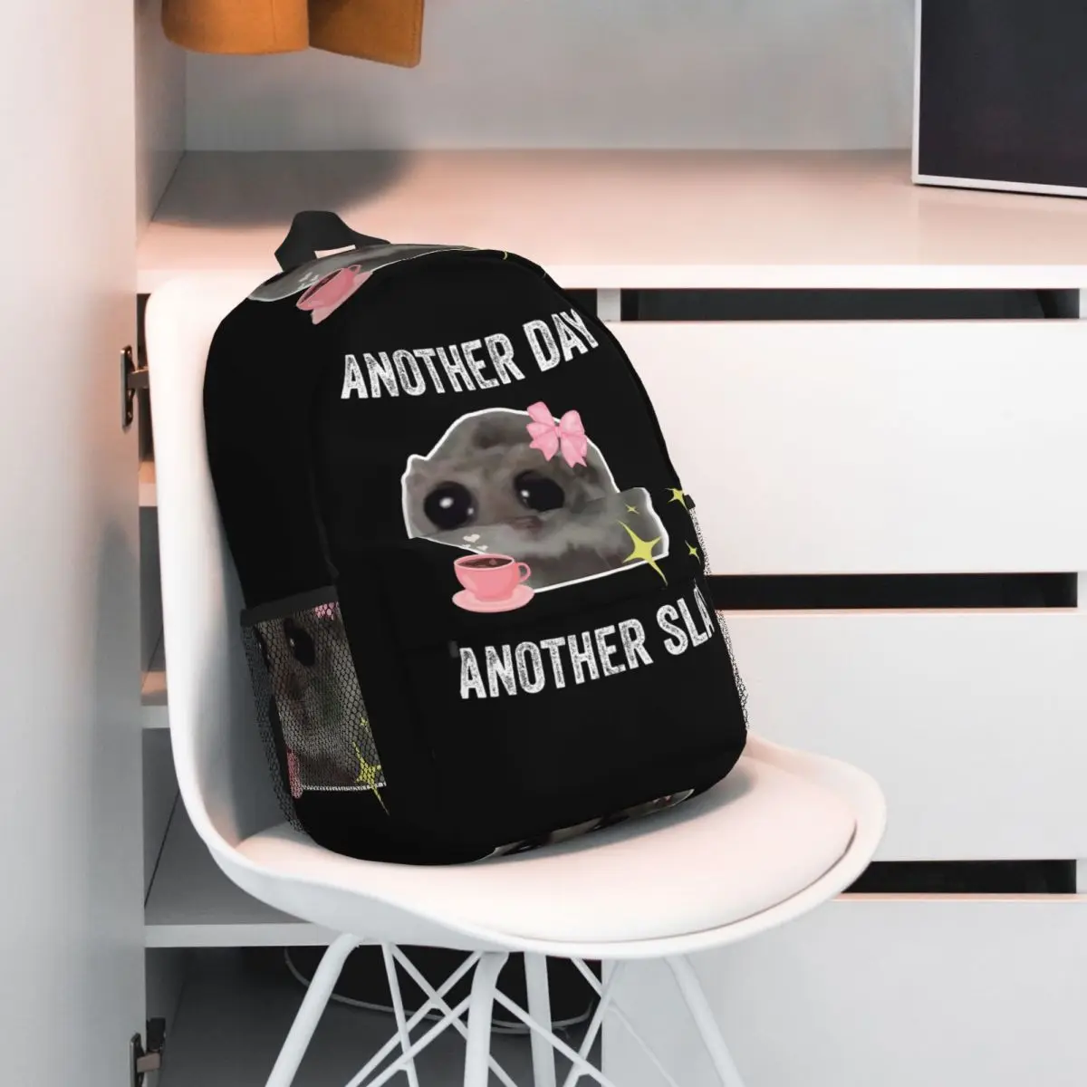 Sad Hamster Another Day Another Slay Backpack Hot Sale Daypack Large Capacity Boys Girls BookBag Shoulder Bags School Bag