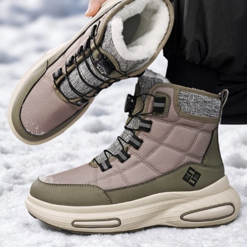 

Autumn and Winter Men's High-top Fleece Anti-slip Warm Waterproof Wear-resistant and Rotatable Buckle Stable Hiking Snow Boots