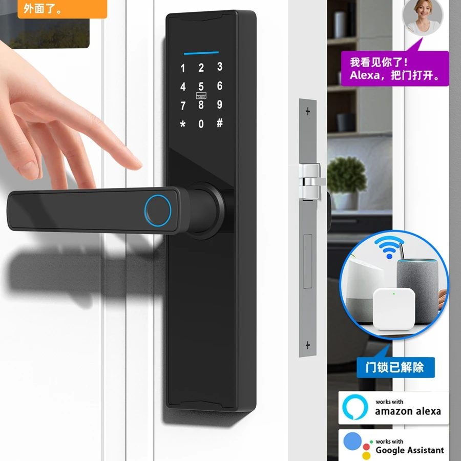 Smart Electronic IC Card Door Lock Tuya APP Code Touch Screen Keypad Deadbolt Entrance With Fingerprint IC Card Password G3