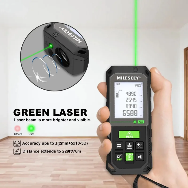 Mileseey S8G Mini las er Distance Meter Portable Level Measuring Tool with las er Rangefinder Feature