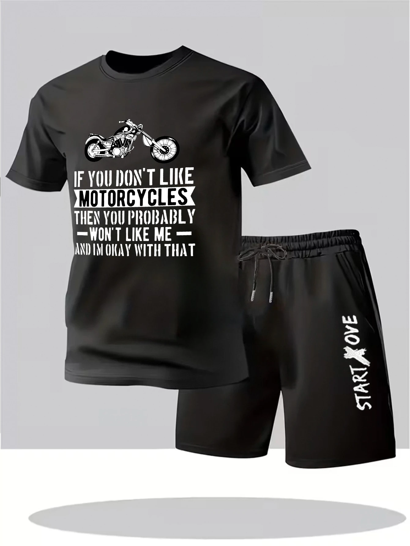 

Мужской летний комплект 2025: тонкий спортивный костюм из двух предметов с графическим принтом, полиэстер, в стиле Y2K