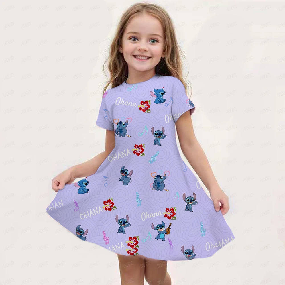 Falda de manga corta con estampado 3d para niñas, vestido de princesa de dibujos animados, ropa de tendencia de fiesta, moda para niños, Verano