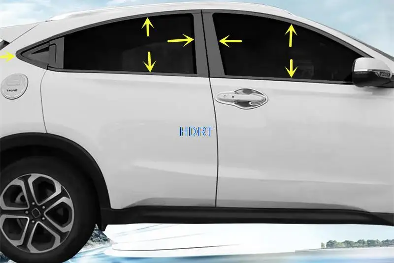 For Honda HR-V HRV Vezel 2015-2021 Car Styling Sticker Garnish Pillar Cover Window Middle Strip Trim Moulding Frame Accessories