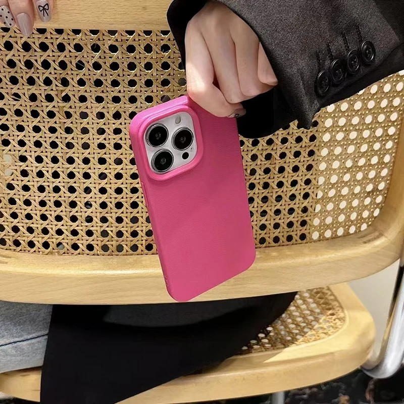 Leather Texture Candy Color Silicone Case for iPhone 16 15 14 Plus 13 12 11 Pro Max Luxury Ultra Thin Soft TPU Cover for 16 Plus image 4