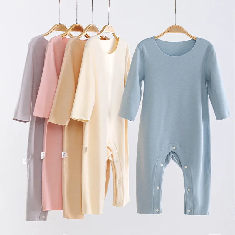 Baby Romper Open Crotch Snap Button Soft Dralon Fabric New Design Infant Crawling Outfit
