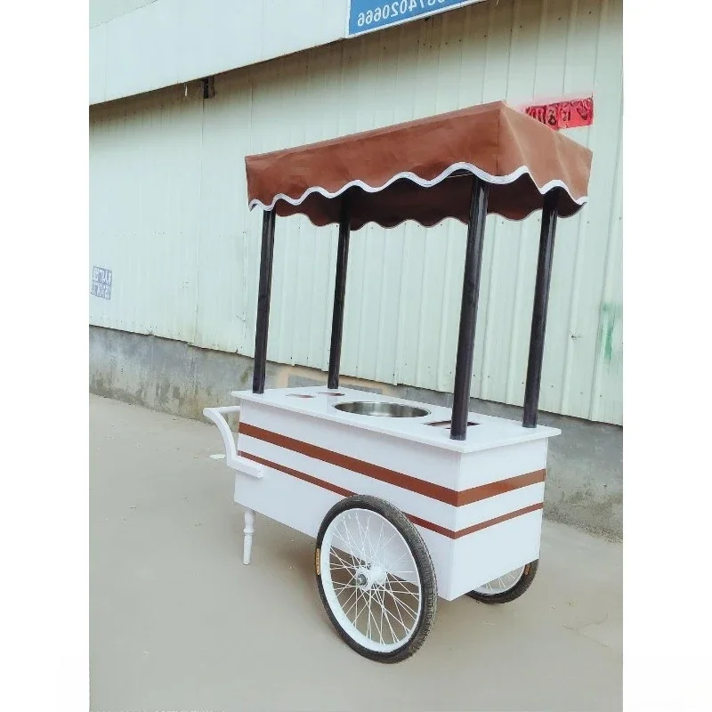 Promotional display carts, trolleys, mobile sales trucks on display at the entrance of the cosmetics store