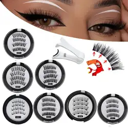 2 paare/schachtel 3d magnetische falsche Wimpern wieder verwendbare Magnet tragen Make-up einfach liefert Wimpern Wimpern mit Applikator l8p5