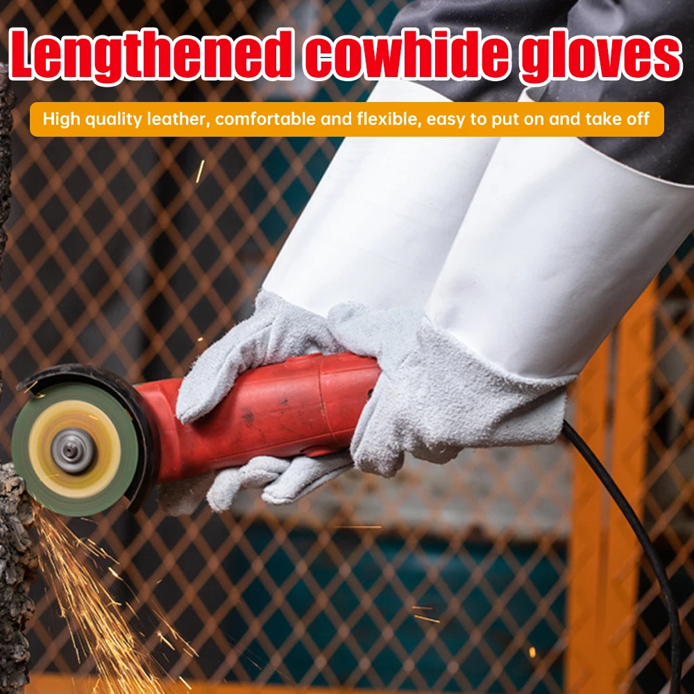 Cowhide Leather Work Gloves Welding Gloves Heat Resistant Security Protection Safety Gloves for Welder Gardening Assembly